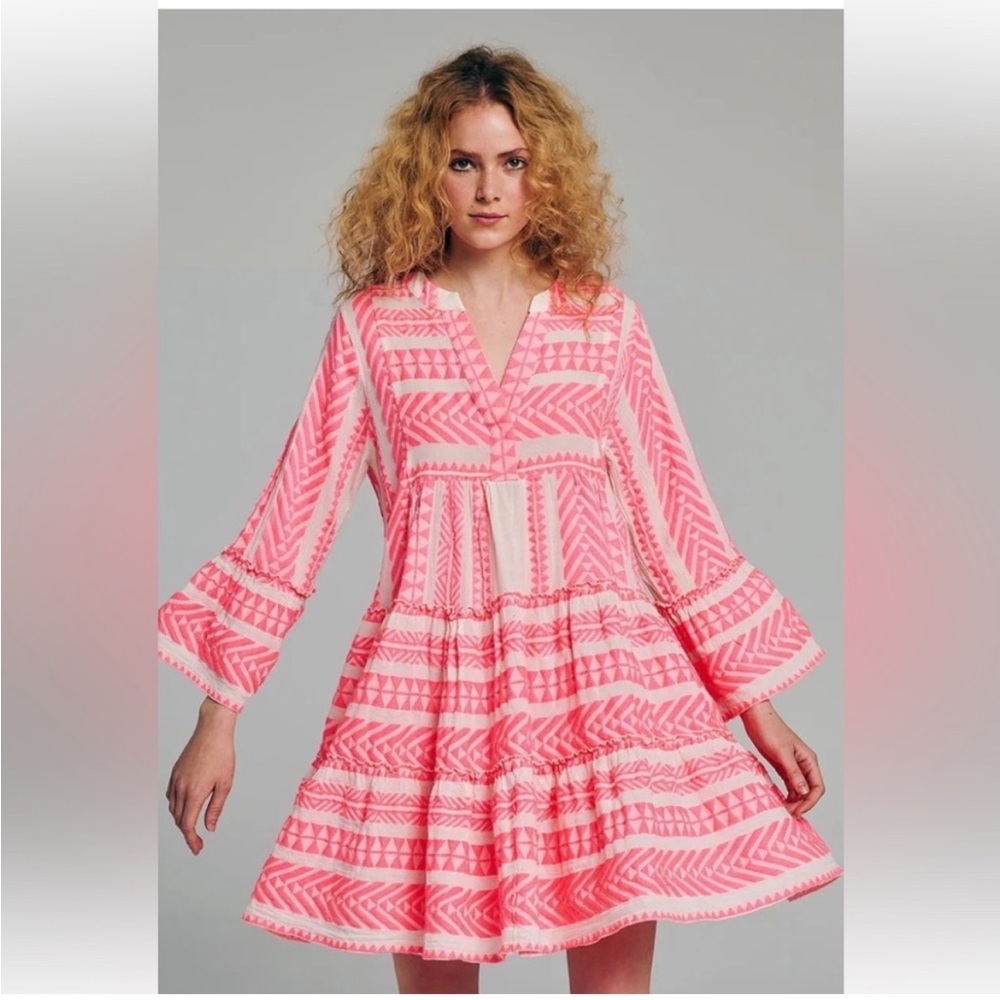 Devotion Twins Ella Dress petite L pink cream striped